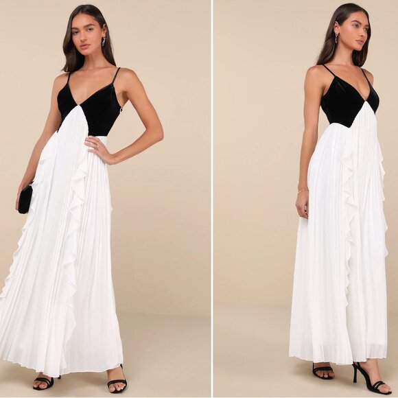 Lulus Dresses & Skirts - LULU's Sexy Prom Wedding Special Event Flowy Velvet Chiffon Chic Modern Gown